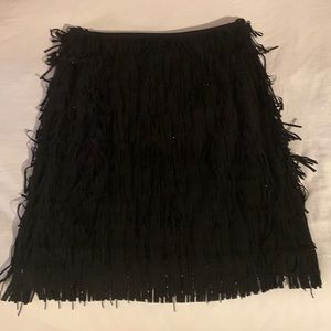 Black Label Chico’s Black fringe sparkle skirt